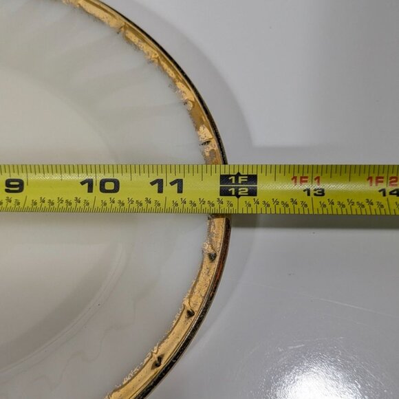 Fire-King Oven Ware Cream Oval Glass Serving Platter With Gold Trim Vintage - Picture 9 of 12